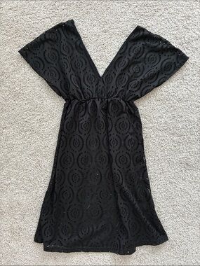 Venus Black Eyelet V-Neck Coverup